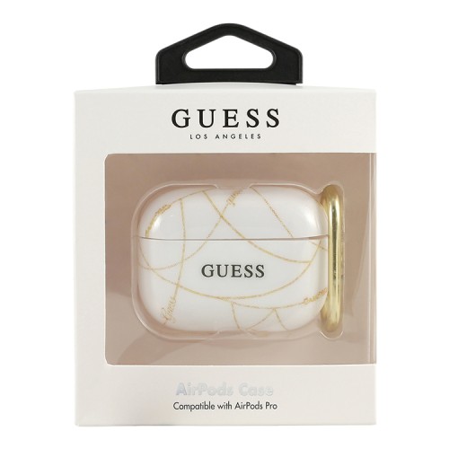 Чехол Guess Chain с кольцом для Airpods Pro, белый