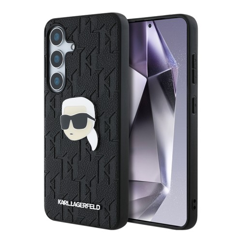 Karl Lagerfeld для Galaxy S25 чехол PU Grained Monogram NFT Karl metal Head Hard Black