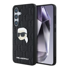 Karl Lagerfeld для Galaxy S25 чехол PU Grained Monogram NFT Karl metal Head Hard Black