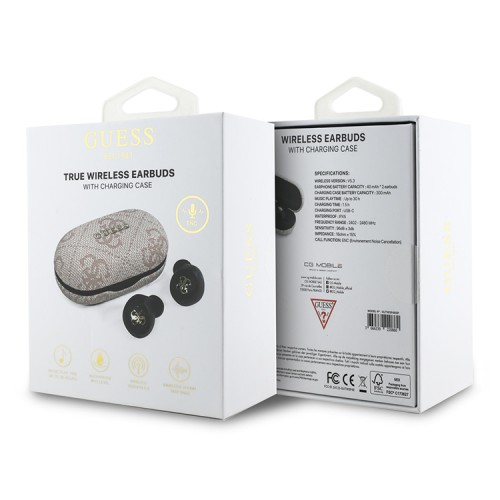 Guess Наушники TWS Bluetooth 4G with Classic Metal logo ENC Pink