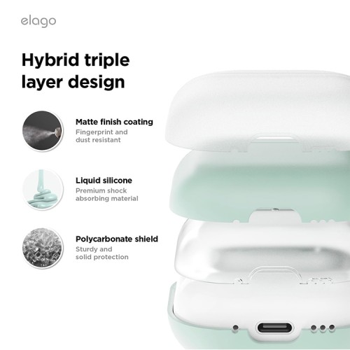Elago для AirPods 4 чехол Liquid Hybrid Hang case Mint
