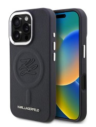 Karl Lagerfeld для iPhone 16 Pro Max чехол PU Initials & Metal logo Hard Navy (MagSafe)