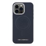 Karl Lagerfeld для iPhone 16 Pro Max чехол PU Initials & Metal logo Hard Navy (MagSafe)