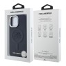 Karl Lagerfeld для iPhone 16 Pro Max чехол PU Initials & Metal logo Hard Navy (MagSafe)