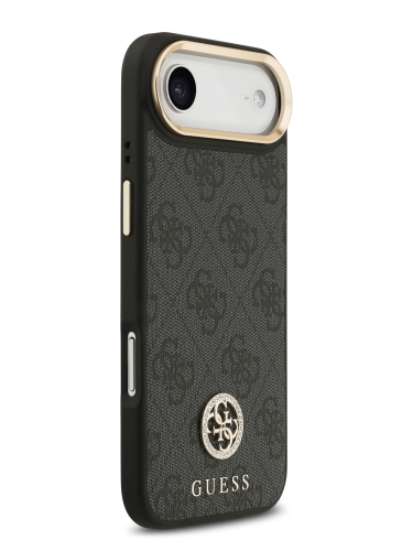 Guess для iPhone Air чехол PU 4G Diamond metal logo Gold camera Hard Black (MagSafe)