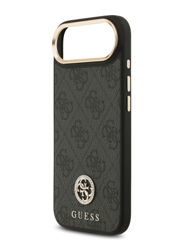 Guess для iPhone Air чехол PU 4G Diamond metal logo Gold camera Hard Black (MagSafe)
