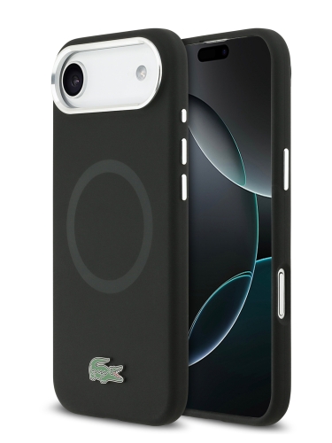 Lacoste для iPhone Air чехол Liquid silicone Lacquer Metal logo & Camera Hard Black (MagSafe)