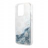 Чехол Guess Liquid Glitter Peony Hard для iPhone 13 Pro, голубой