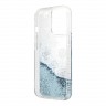 Чехол Guess Liquid Glitter Peony Hard для iPhone 13 Pro, голубой