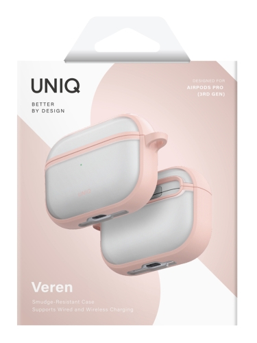 Uniq для Airpods Pro 3 чехол Veren Shockproof with carabin Pink Haze