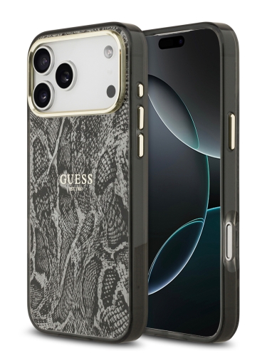 Guess для iPhone 17 Pro Max чехол IML Phyton Metal Cam Hard Black (MagSafe)