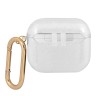 Чехол Guess Transparent Glitter 4G с карабином для Airpods 3 (2021), прозрачный