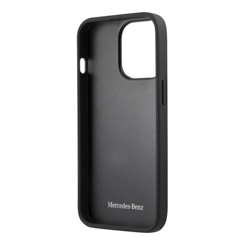Кожаный чехол Mercedes Genuine leather Quilted stars Hard для iPhone 13 Pro Max, черный