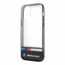 Чехол BMW Motorsport Tricolor Stripe Hard Transparent для iPhone 12 Pro Max, черная рамка
