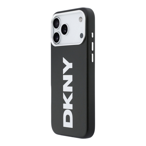DKNY для iPhone 17 Pro Max чехол PU Full Wrapped leather Verical logo Metal Cam Hard Black (MagSafe)