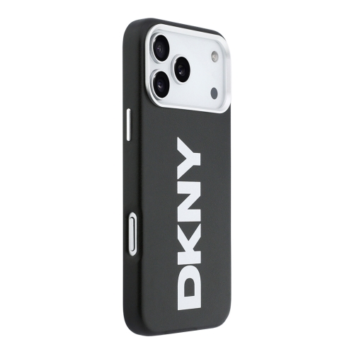 DKNY для iPhone 17 Pro Max чехол PU Full Wrapped leather Verical logo Metal Cam Hard Black (MagSafe)