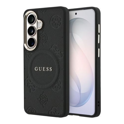 Guess для Galaxy S26+ чехол PU Saffiano Peony Metal logo & Camera Hard Black (MagSafe)