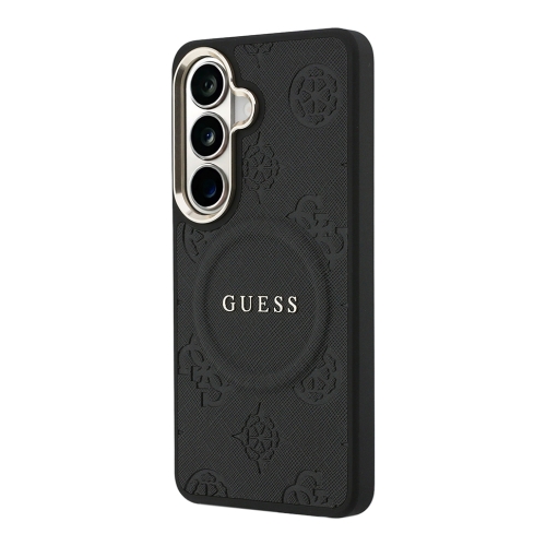 Guess для Galaxy S26+ чехол PU Saffiano Peony Metal logo & Camera Hard Black (MagSafe)