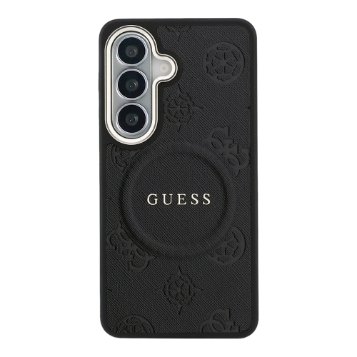 Guess для Galaxy S26+ чехол PU Saffiano Peony Metal logo & Camera Hard Black (MagSafe)
