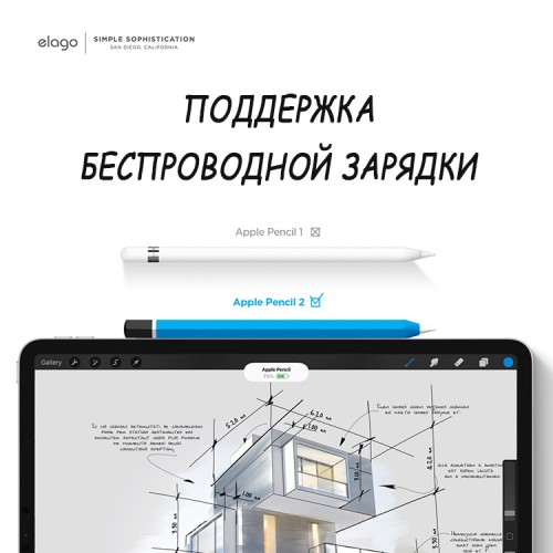Чехол Elago Silicone для стилуса Apple Pencil 2, HB Blue
