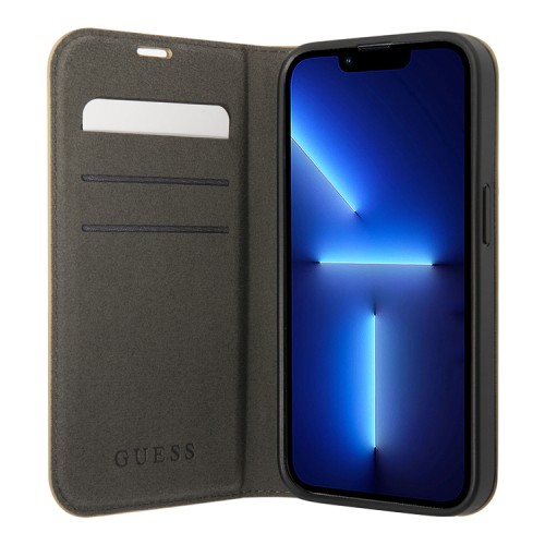 Чехол Guess PU Croco metal logo Booktype для iPhone 14 Pro, золотой