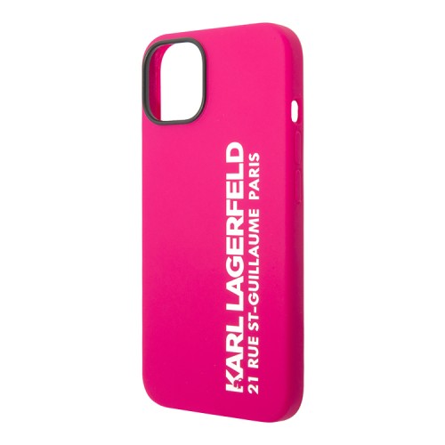 Чехол Lagerfeld Liquid silicone Elongated RSG logo Hard для iPhone 14, фуксия