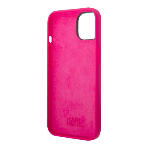 Чехол Lagerfeld Liquid silicone Elongated RSG logo Hard для iPhone 14, фуксия