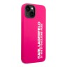 Чехол Lagerfeld Liquid silicone Elongated RSG logo Hard для iPhone 14, фуксия