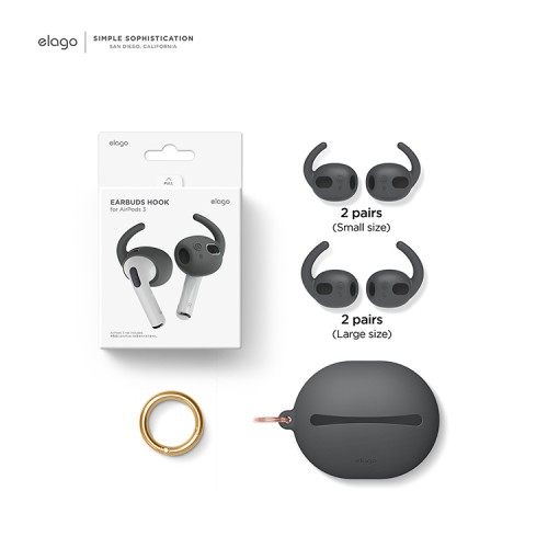 Накладки Elago Earbuds Hooks Cover для AirPods 3 (2021), серые (4 пары)