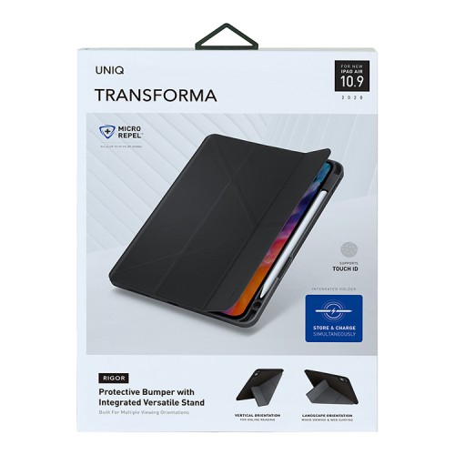 Чехол Uniq Transforma Rigor Anti-microbial для iPad Air 10.9 (2022/20) с отсеком для стилуса, серый