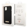 Чехол Guess Liquid Silicone Plate metal logo Hard для iPhone 14 Plus, черный (Magsafe)