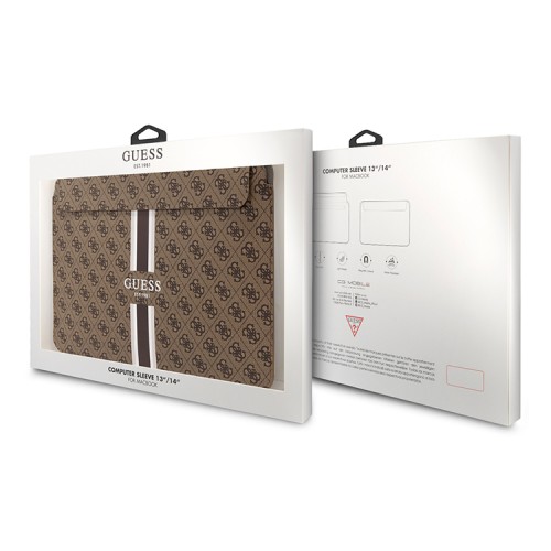Чехол Guess Sleeve 4G Stripes для ноутбуков 13-14", коричневый