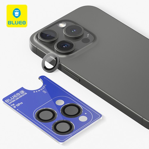 BlueO стекло для iPhone 15 Pro Camera Lens SAPPHIRE metal armored 3 шт. Black (+install)