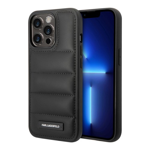 Lagerfeld для iPhone 15 Pro Max чехол PU Quilted Metal logo Hard Black