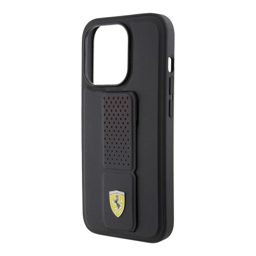 Ferrari для iPhone 15 Pro чехол GripStand PU Perforated Hard Black