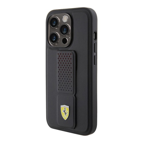 Ferrari для iPhone 15 Pro чехол GripStand PU Perforated Hard Black