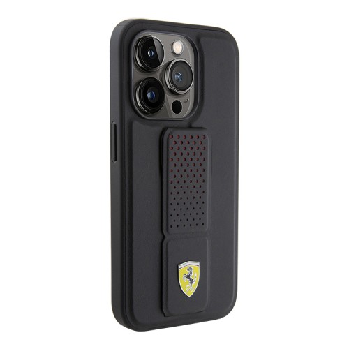 Ferrari для iPhone 15 Pro чехол GripStand PU Perforated Hard Black