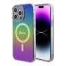 Guess для iPhone 15 Pro чехол PC/TPU Script printed logo Hard Iridescent Black (MagSafe)
