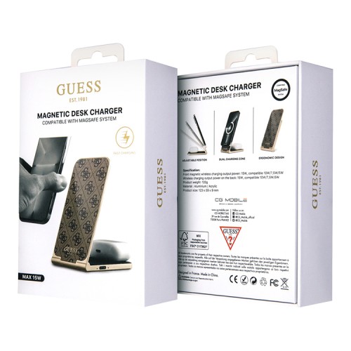 Guess Беспроводное СЗУ MagSafe Wireless Desk Foldable charger 15W 4G Brown