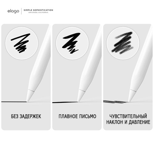 Elago для Apple Pencil 1/2/USB-C наконечники POM Tips White (4 шт.)