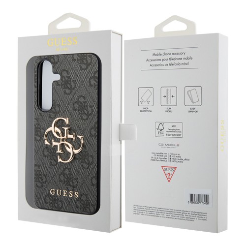 Guess для Galaxy S24+ чехол PU 4G Big metal logo Hard Grey