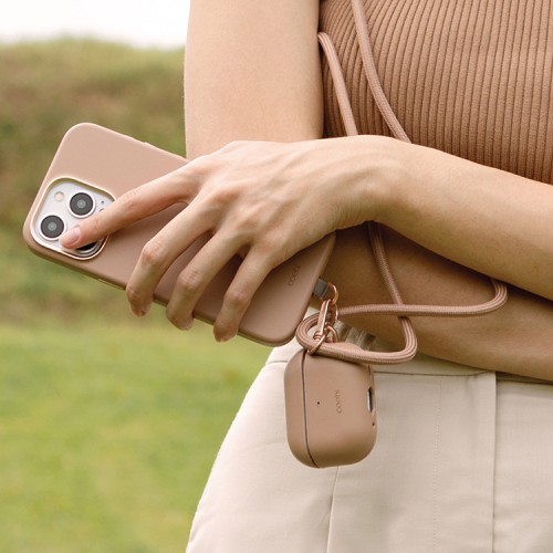 Uniq для Airpods Pro 2 чехол COEHL Haven with handstrap Dusty Nude