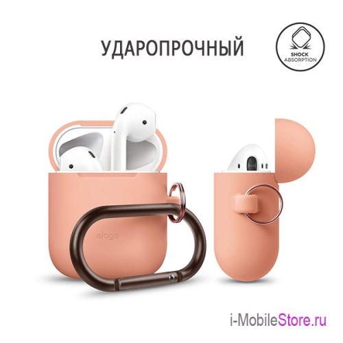 Чехол Elago Hang case для AirPods 1/2, оранжевый (peach)