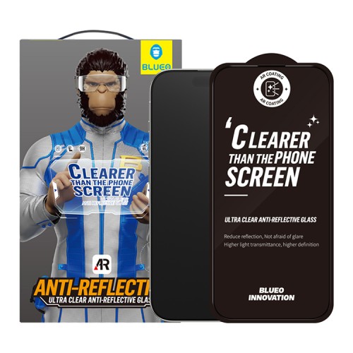 BlueO стекло для iPhone 16 Pro Max, AR Anti-reflective Black (ультра-прозрачное)