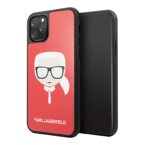 Чехол Karl Lagerfeld Double layer Karl's Head Hard Glass для iPhone 11 Pro, красный