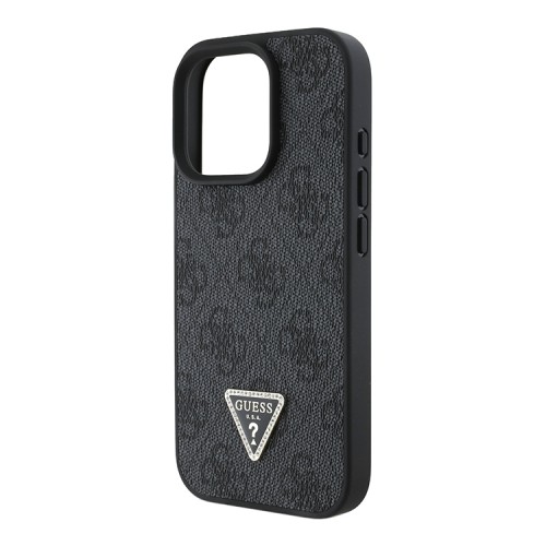Guess для iPhone 16 Pro чехол PU кожа 4G Triangle Diamond logo Black