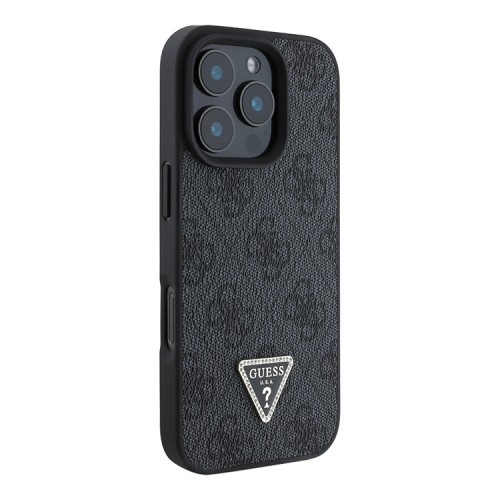 Guess для iPhone 16 Pro чехол PU кожа 4G Triangle Diamond logo Black