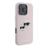 Karl Lagerfeld для iPhone 16 Pro чехол Liquid Silicone NFT Karl&Choupette Pink (MagSafe)