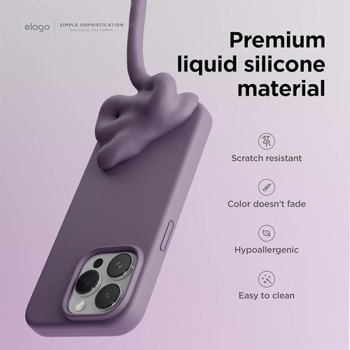 Elago для iPhone 15 Pro Max чехол Soft silicone (Liquid) Deep Lavender
