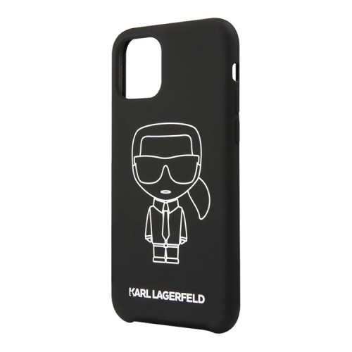 Чехол Karl Lagerfeld Liquid silicone Ikonik outlines Hard для iPhone 11, черный/белый